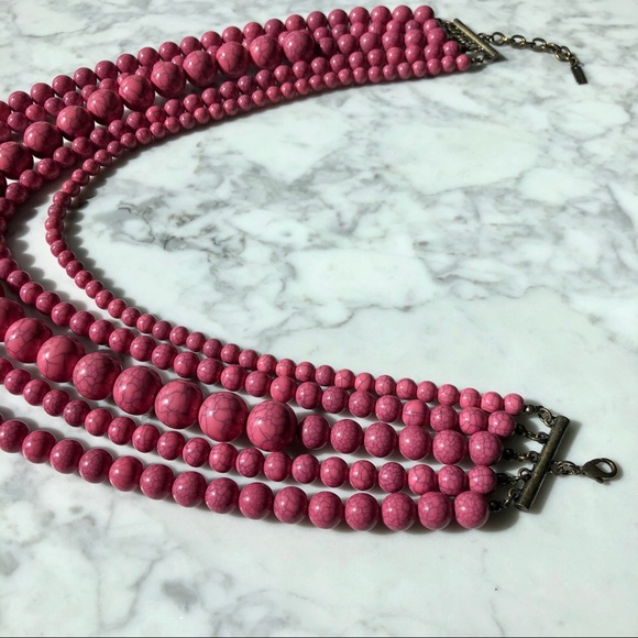 BaubleBar Globe Multi-strand Beaded Necklace Pink - Picture 8 of 13